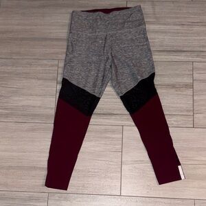PINK Victoria's Secret Gray and Maroon Leggings